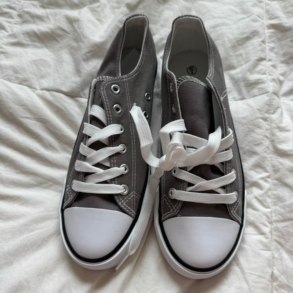 Grey and white canvas trainers women’s 8 casual sneakers - Picture 4 of 8